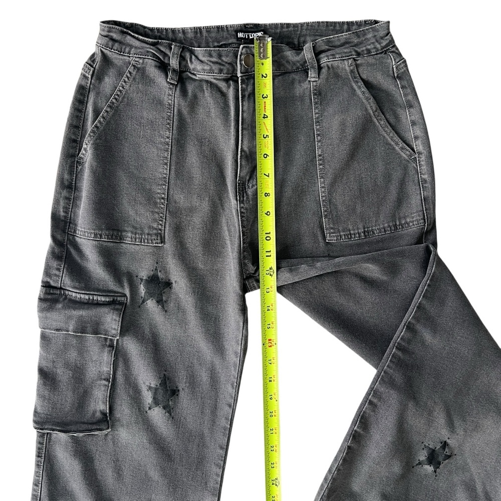 Hot Topic Gray Star Cargo Pants Womens 13 Grunge 90s Y2K Inspired High Rise - Picture 10 of 13